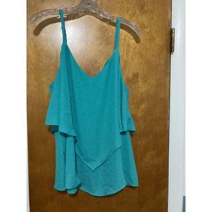 Teal green camisole Torrid 1X adjustable spaghetti straps handkerchief hem